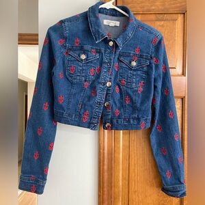 Forever 21 Anchor Embroidered Jean Jacket M Medium